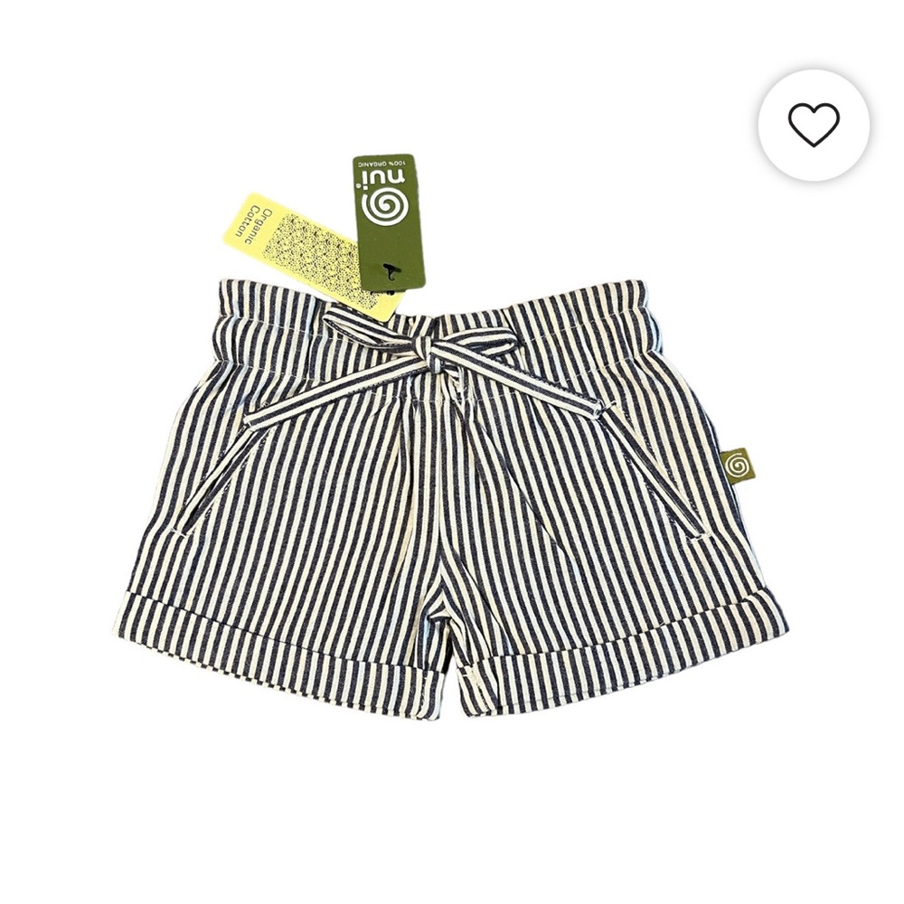 T4 Navy/white striped shorts - Organic Cotton - gently used